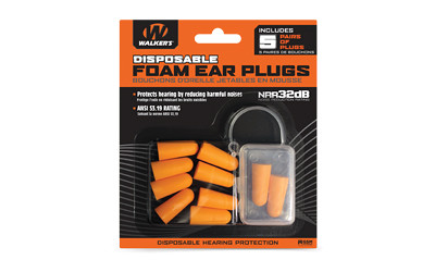 Walker's Ear Plug  Foam  Orange  5 Pairs per Pack  Includes Plastic Storage case GWP-FP5PK