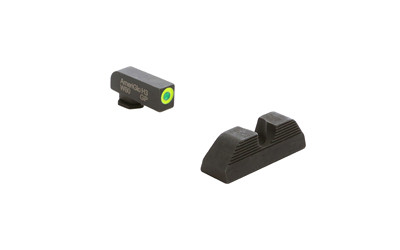 AmeriGlo Protector  Night Sight  For Glock Gen 5 9/40  Green Front with LumiGreen Outline  Black Serrated U Notch Rear  Matte Finish  Black GL-5354