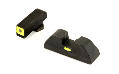 AmeriGlo CAP - Combative Application Pistol  Sight  Front/Rear  Fits Glock 42 and 43  Green Tritium Lime Green LumiLime Square Outline  Front with Lime Green LumiLime (Non-Tritium) Rear  Front/Rear GL-605