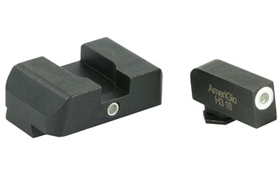 AmeriGlo I-Dot 2 Dot Sights for Glock 20 21 29 30 31 32 36  Green with White Outline  Front and Rear Sights GL-102