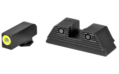 AmeriGlo Trooper  Sight  Fits Glock MOS  17 19 22 23 24 26 27 33 34 35 37 38 39 Gen 1-4  Green Tritium LumiLime Outline Front  Green Tritium Black Serrated Rear  Front/Rear GL-819