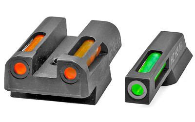 Hi-Viz LightWave H3  Fits CZ75/85/P-01  Tritium/Fiber Optic Night Sights  Green Front with White Ring and Orange Rear CZN421