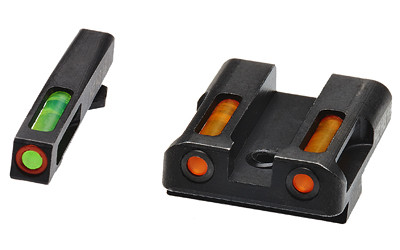 Hi-Viz LiteWave H3 Tritium/Litepipe Night Sights  Fits Glk 9/40SW/357Sig  Green Front w/Orange Front Ring  Orange Rear GLN625
