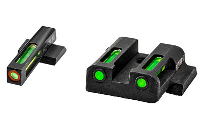 Hi-Viz LiteWave H3 Tritium/Litepipe Night Sights  M&P Shield 9MM  40S&W and 45 Calibers  Green Front w/Orange Front Ring  Green Rear MPSN521