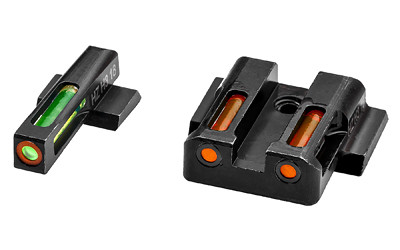 Hi-Viz LiteWave H3 Tritium/Litepipe Night Sights  Fits M&P Shield 9MM  40S&W and 45 Calibers  Green Front w/Orange Front Ring  Orange Rear MPSN621