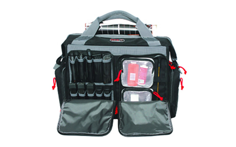 GPS Rolling Range Bag  Black  Soft Case  Holds up to 1 Medium Frame Pistol and 2 Small Frame Pistols  Oversize ATV Wheels  Additional External Pockets for Magazines  Binoculars  Ear Protection  Stapler  and Targets GPS-2215RB GPS Rolling Range Bag  Black  Soft Case  Holds up to 1 Medium Frame Pistol and 2 Small Frame Pistols  Oversize ATV Wheels  Additional External Pockets for Magazines  Binoculars  Ear Protection  Stapler  and Targets GPS-2215RB