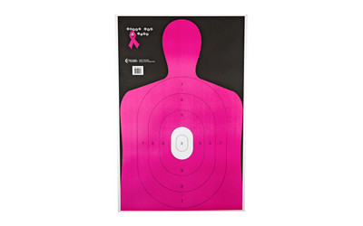 Action Target B-27E Shoot For The Cure Breast Cancer Target  Pink Silhouette Cut Off Below Ring 7  23"x35"  100 Per Box B-27E-NPT-100