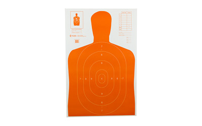 Action Target B-27E Economy Target  Orange Silhouette Cut Off Below Ring 7  23"x35"  100 Per Box B-27EORANGE-100