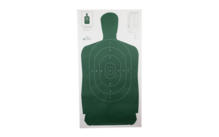 Action Target B-27S Standard Target  Full Size Green Silhouette  24"x45"  100 Per Box B-27SGREEN-100