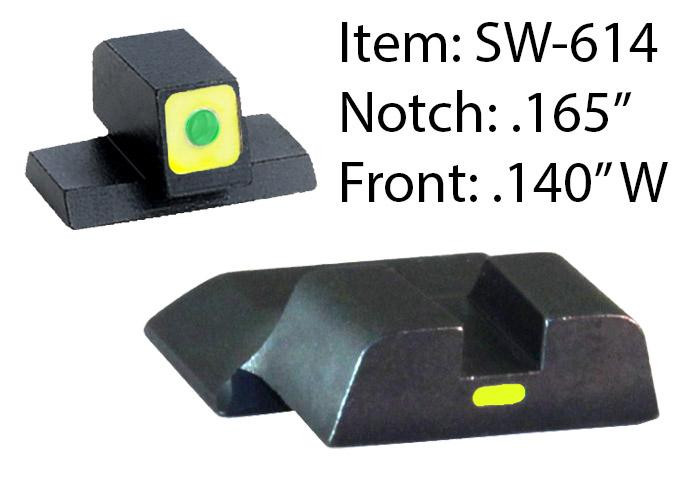Ameriglo CAP Tritium Night Sights for S&W M&P / Front Tritium - Green / Front Outline - LumiGreen / Style - CAP / Rear Paint Bar - LumiGreen - SW-614