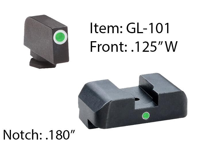 Ameriglo Tritium i-Dot Night Sight for Glock 17-39 / Front Tritium - Green / Front Outline - White / Rear - Green Square Notch - GL-101