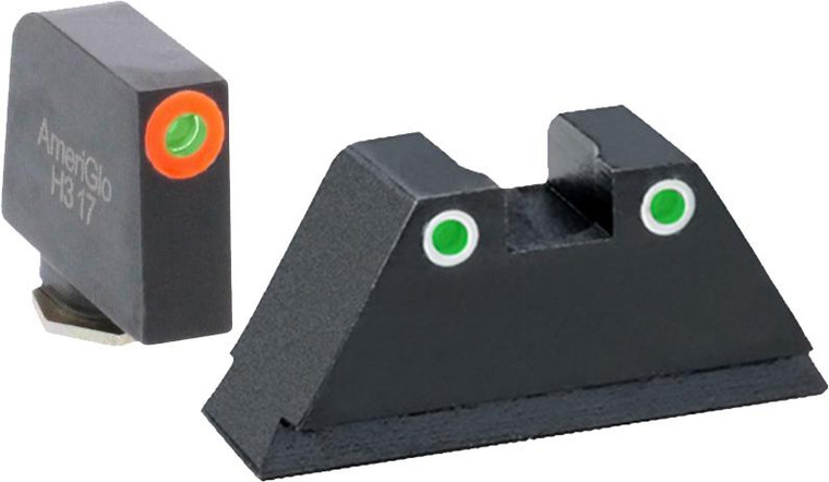 Ameriglo Green Tritium Round Outline Orange .315/White .392 for Glock Tall Suppressor - GL-331