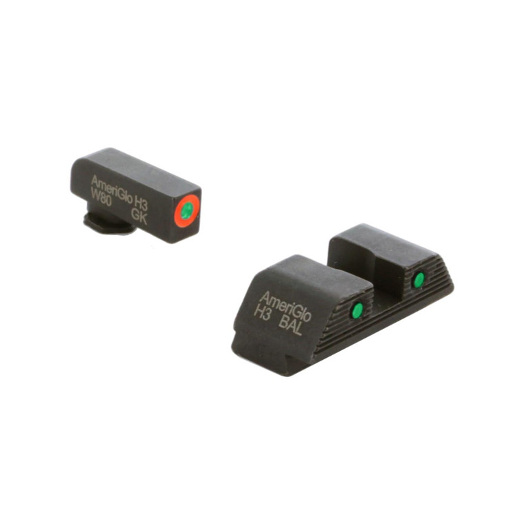 Ameriglo Trooper Tritium Sight Set Green with Orange Front Green with Black Rear for Glock - GL-816
