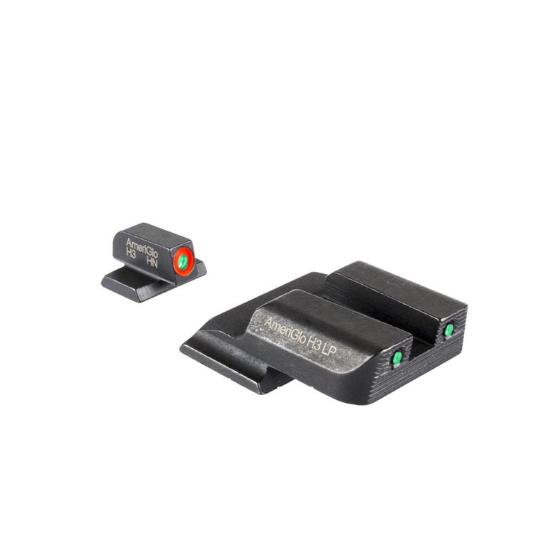 Ameriglo Trooper Tritium Handgun Sight Set for S&W M&P Shield (Excludes EZ) Green Rear Green with Orange Front - SW-823