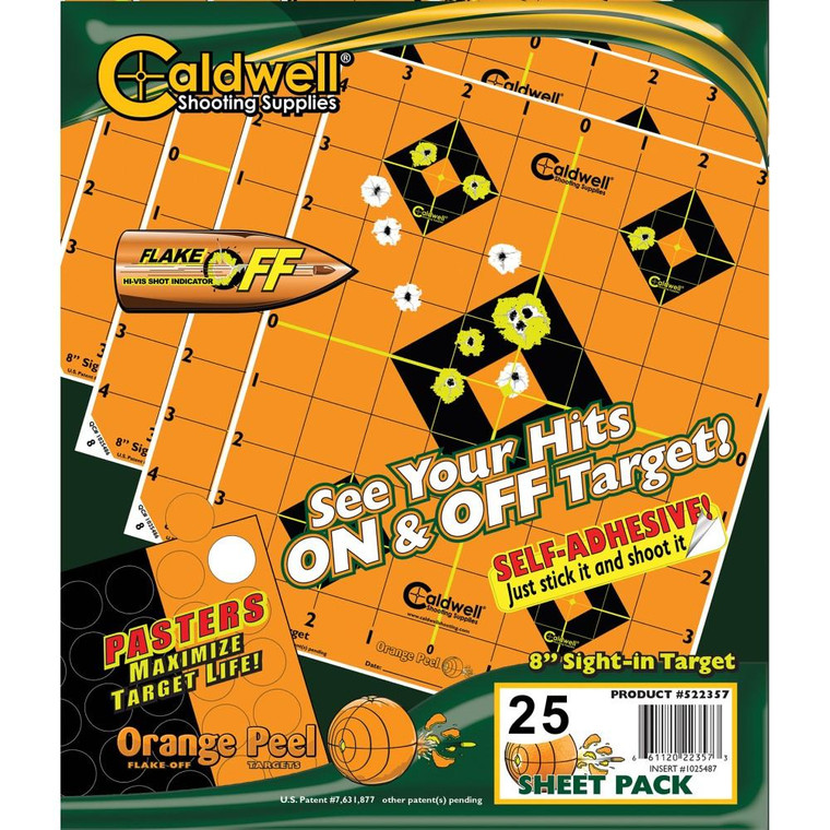 Caldwell 8" Sight-In Orange and Black Target 25 Sheets - 1166103