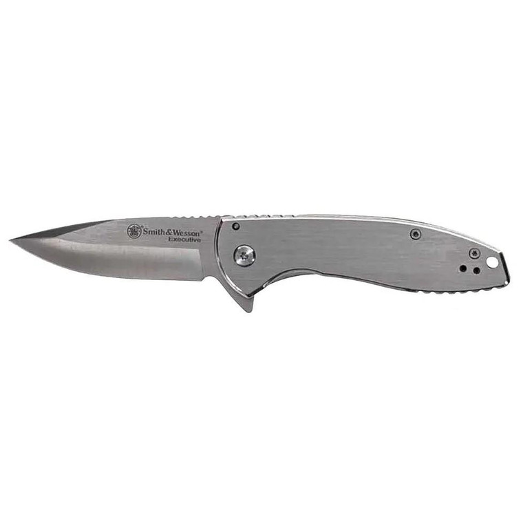 Smith & Wesson KT Executive Platinum Folding Knife 3" Drop Point Blade Silver - 1205009