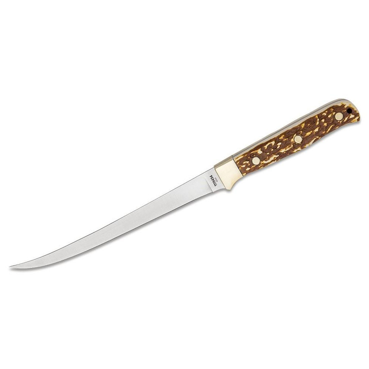 Schrade Uncle Henry Next Gen 167UH Stagalong Fixed Knife 7-1/2" Fillet Blade Brown - 1116434