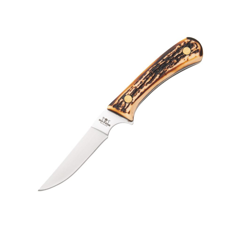 Bear & Son Bird & Trout Fixed Knife 3" Clip Point Blade Stag Delrin with Leather Sheath - 751