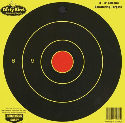Birchwood Casey Dirty Bird Bulls-Eye Target - 8" Round 8/Pack - BC-35908