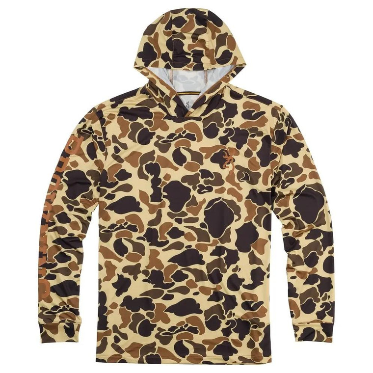 Browning Hooded Long Sleeve Tech Shirt Vintage Tan Camo XL - 3010861204