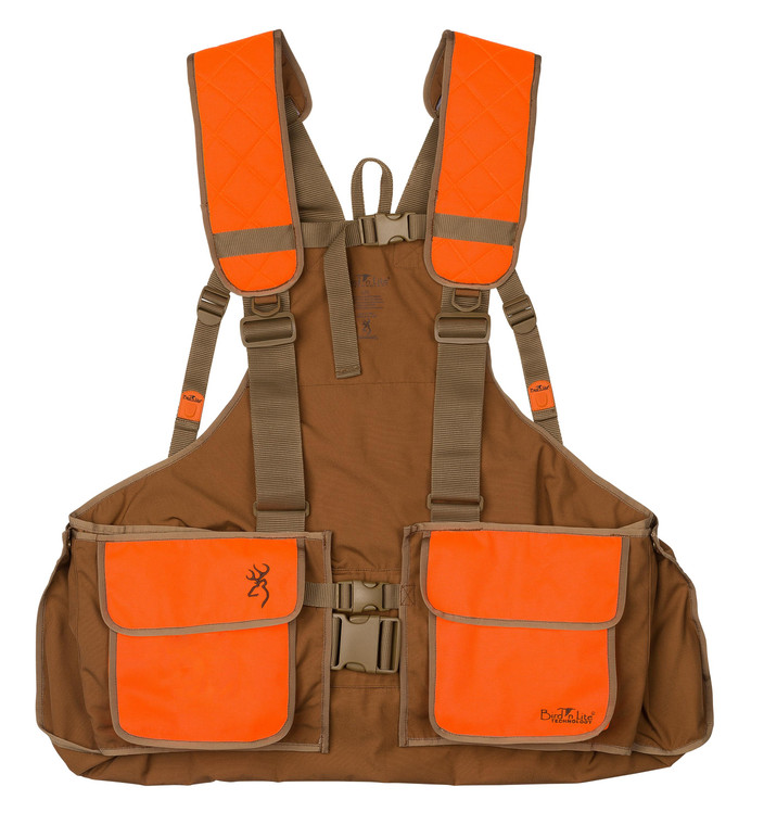 Browning Upland Strap Vest Tan/Blaze ONESIZE Fits Most - 30512032