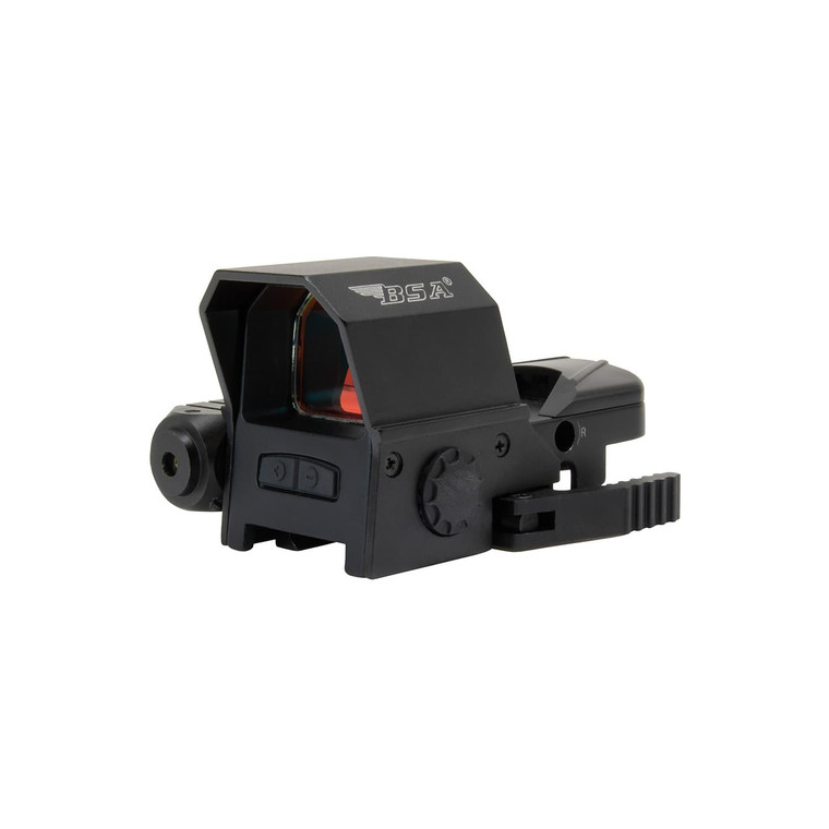 BSA Reflex Sight with Red Laser 33x24mm 4 Reticles Red QR Mount for Weaver/Picatinny - RS-3324RL