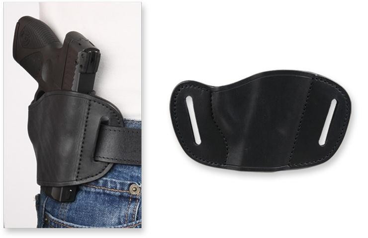 Bulldog Molded Leather Belt Slide Holster for Most Medium Frame Autos Black RH - MLB-M