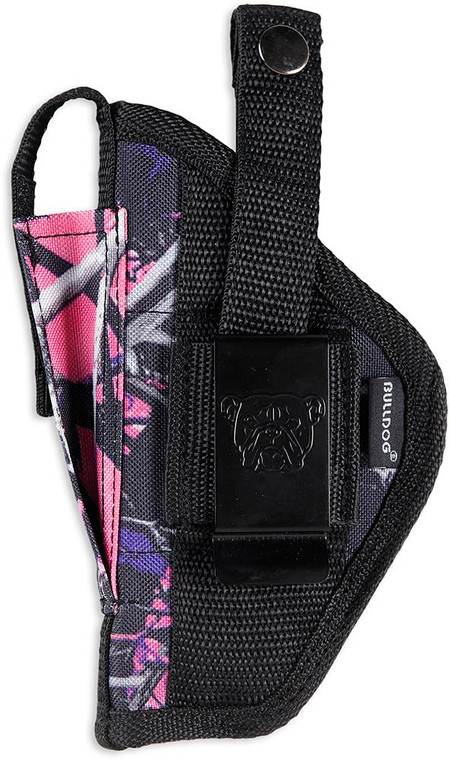 Bulldog Extreme Handgun Holster with Belt Loop and Clip for Sub Compact Autos with 2-3" Barrels  Muddy Girl Pink Camo Ambi - FSN-20MDG