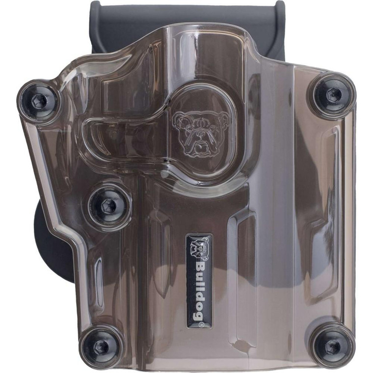 Bulldog Max Multi-Fit Polymer Holster w/ Paddle-Transparent Smoke Brown RH - MX-003