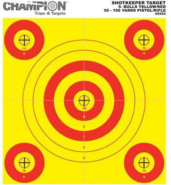 Champion Shotkeeper Targets Yellow & Red 5 Bull Small 12/Pack - 45562