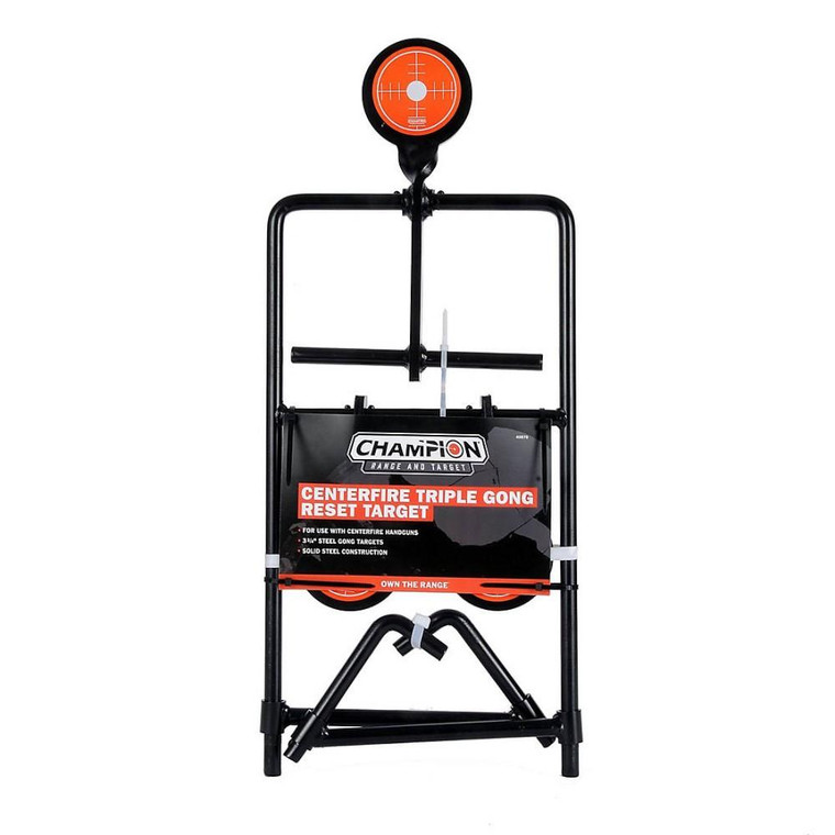 Champion Centerfire Handgun Triple Gong Reset Target Steel Card - 40870