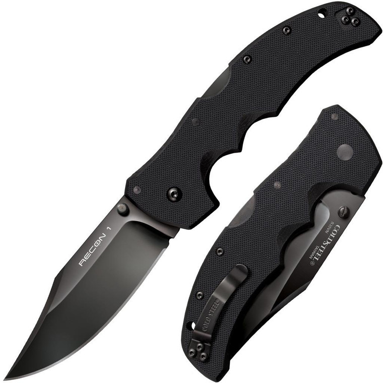 Cold Steel Recon 1 Clip Point Lockback Knife - 4" Blade G-10 Black - CS-27BC