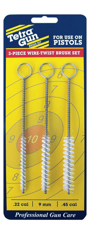 Tetra Gun 3-Piece Wire Twist Brush Set - .22 cal/ 9mm/ .45 Cal - TG1521 Tetra Gun 3-Piece Wire Twist Brush Set - .22 cal/ 9mm/ .45 Cal - TG1521