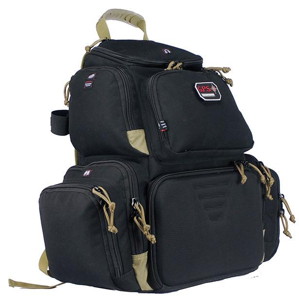 G-Outdoors Handgunner Backpack with 4 Handgun Cradle-Black/Tan - GPS-1711BPBT