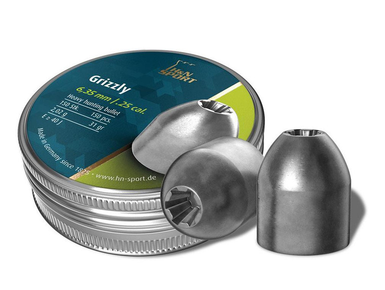 H&N Grizzly .25 Caliber Airgun Pellets 150 Count - 96325003101
