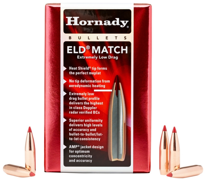 Hornady ELD Match Bullets with Heat Shield .22 cal .224" 88 gr ELD-M 100/Box - 22834