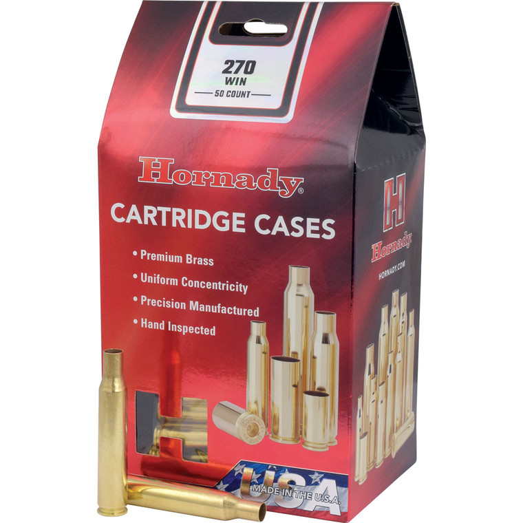 Hornady Unprimed Brass Rifle Cartridge Cases .270 Win 50/ct  - 8635