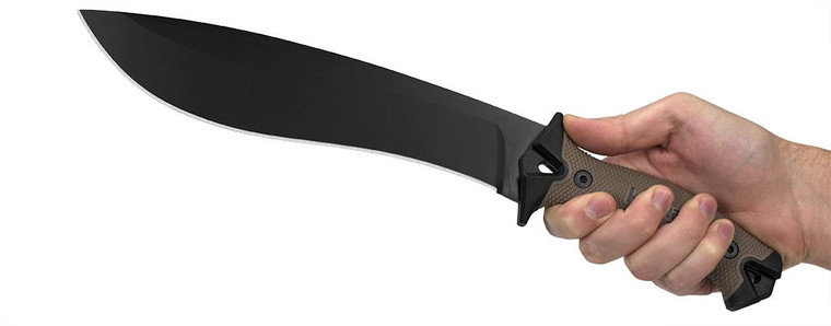 Kershaw Camp 10 Fixed Machete Knife 10" Recurve Blade Tan and Black - 1077TAN