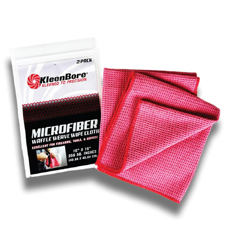 KleenBore Waffle Weave MicroFiber Red Cloths 16x16 Size 2/ct - MCR