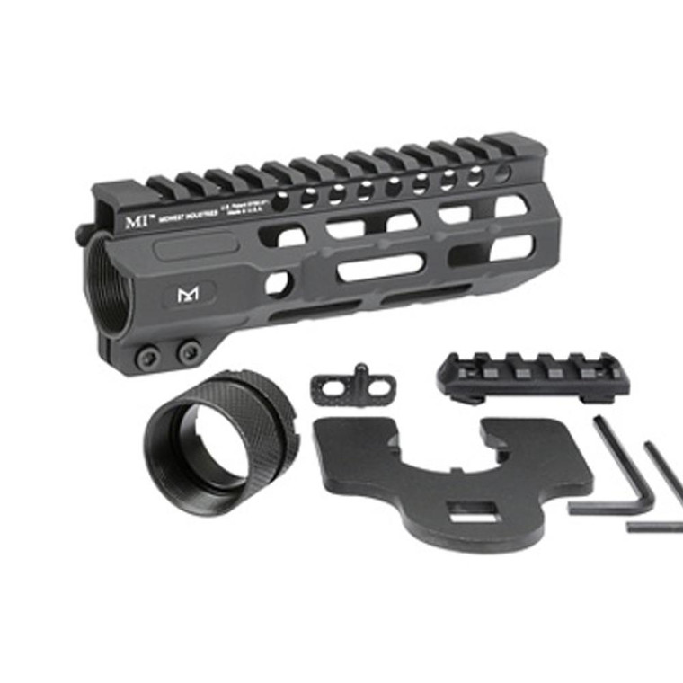 Midwest Industries Combat Rail One Piece Free Float MLOK Handguard 6" Black - MI-CRM6