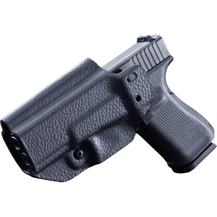 Mission First Tactical Leather Hybrid IWB/OWB Holster for Glock 19/23/44/45 Black Ambi - H3-GL-1-BLK2