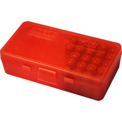 MTM Flip Top Ammo Box 380 ACP 50 Rounds Clear Red - P50-9M-29