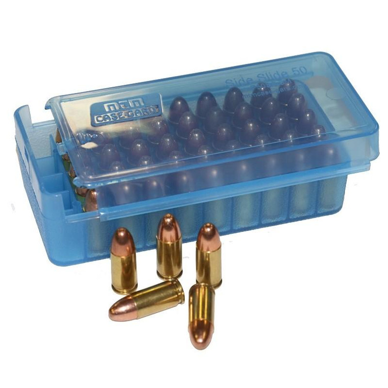 MTM Side Slide Handgun Ammo Box 45 ACP Clear Blue - P50SS-45-24
