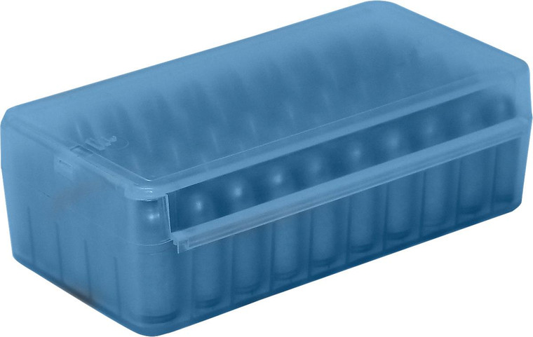 MTM Side Slide Handgun Ammo Box 9mm Luger Clear Blue - P50SS-9M-24