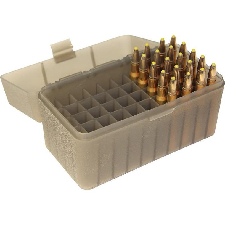 MTM Flip-Top Ammo Box 223/204 Ruger/6x47 50 Rounds Clear Smoke - RS-50-41