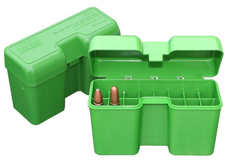 MTM Case-Guard RF-22 Series Flip Top Rifle Ammo Box Green - RF22-LM-10