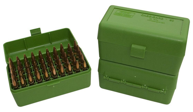 MTM Case-Gard R-50 Series Rifle Ammo Box Green - RL-50-10
