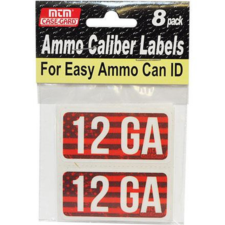 MTM Ammo Caliber Labels 12 GA Red 8/ct - CL12GA