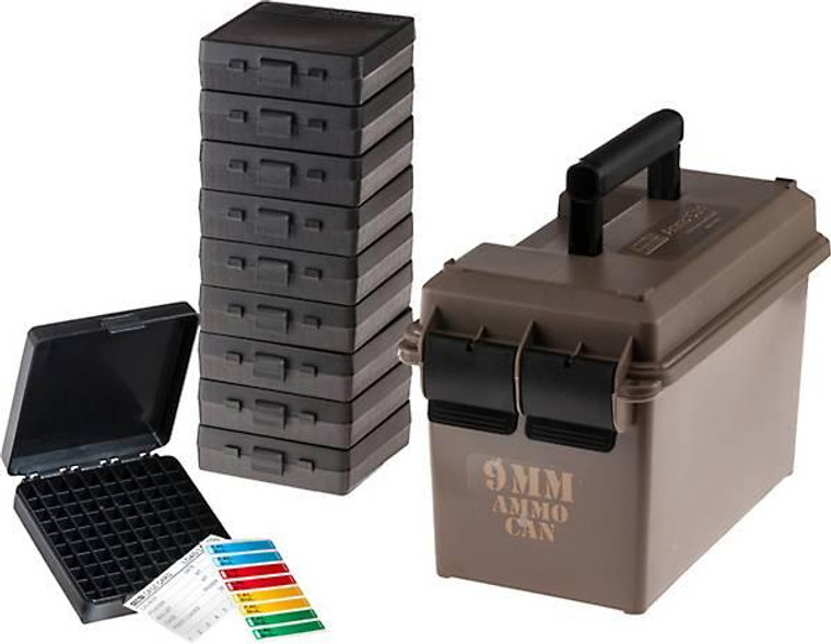 MTM AC50 9mm Ammo Can with 10-P1009 Dark Earth - ACC9 MTM AC50 9mm Ammo Can with 10-P1009 Dark Earth - ACC9