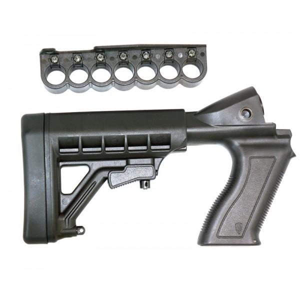 ProMag Mossberg 500 Shotgun Adjustable Buttstock 12 ga  / 7rd Shell Carrier Black Polymer - AA50088